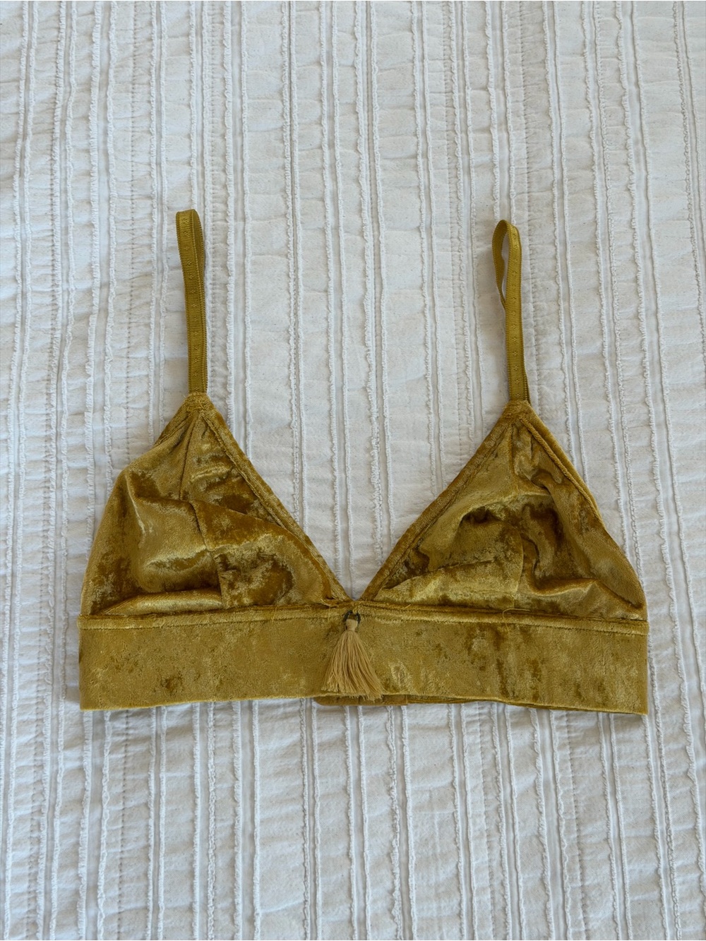 Anthropologie Gold velvet bralette